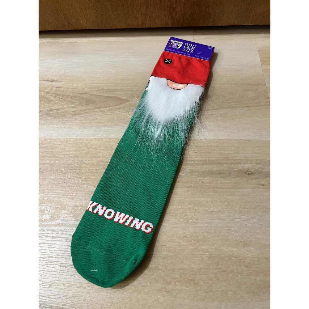 VeeFriends 3D Socks Knowing Gnome Size 8-12 Odd Sox Green Red White Fur Gary